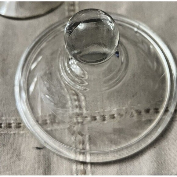 Tiffin Glass Lidded Candy Dish with Gold Engraved Flowers – 9” Tall - Picture 4 of 7